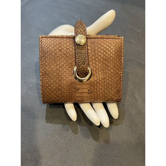 Vintage Jimmy Choo Watersnake Bi-fold Brown Snap Closure Wallet NWT - Picture 1 of 5